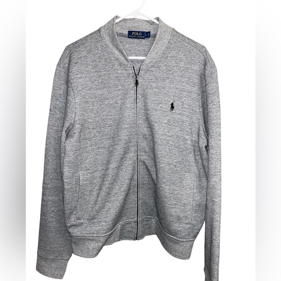 Polo by Ralph Lauren Men's Heather Gray Zip-Up Sweater - Picture 3 of 6